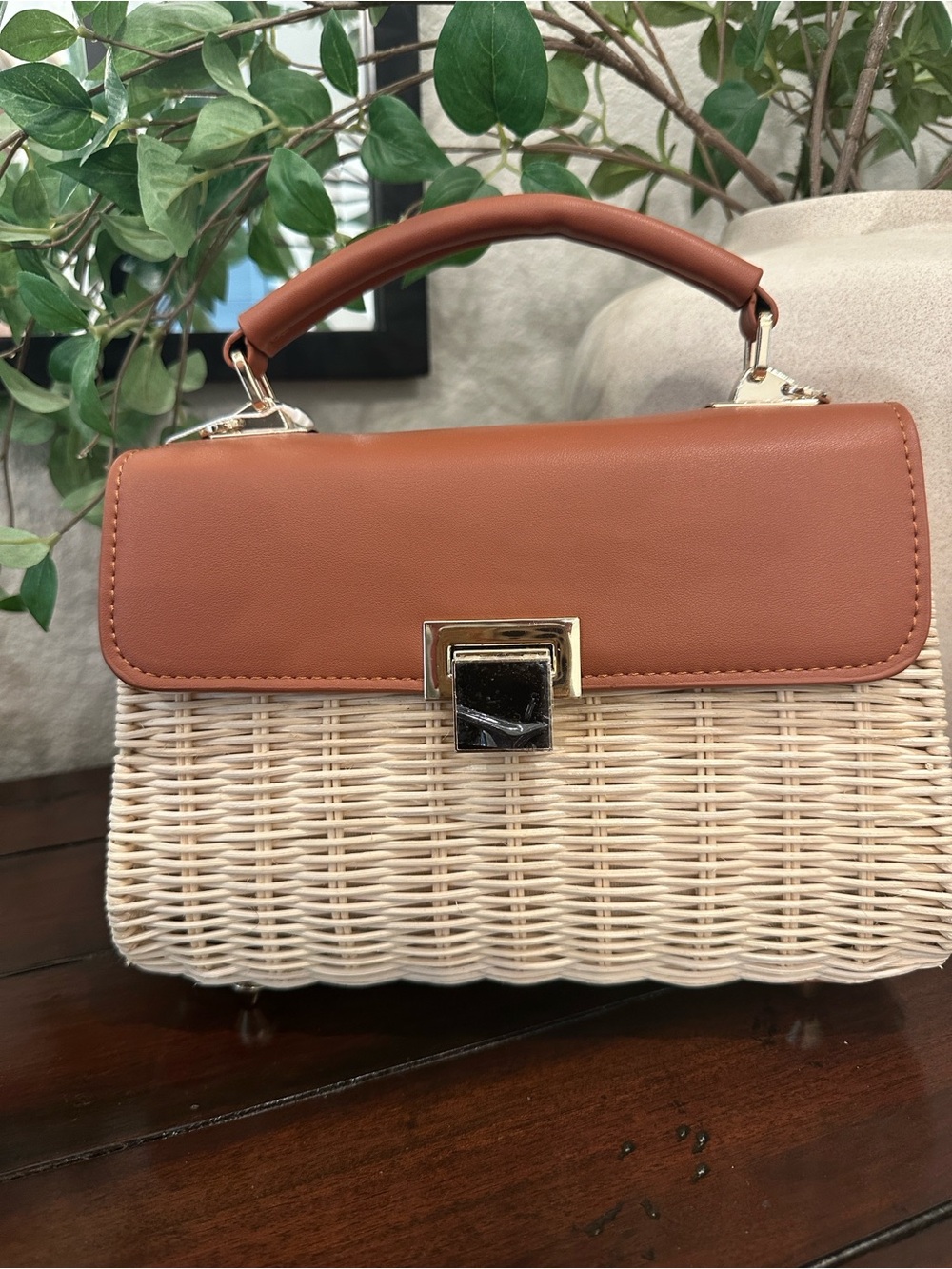 Tommy Bahama Tan Top Woven Satchel